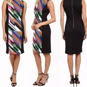Calvin Klein Black and Multicolor Midi Dress
